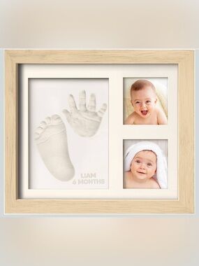KeaBabies SOLO Baby Handprint & Footprint Keepsake Frame in Ash Wood 11”x8.8”